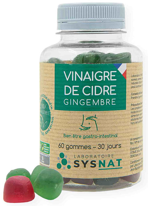 VINAIGRE DE CIDRE + GINGEMBRE - Pilulier de 60 gummies